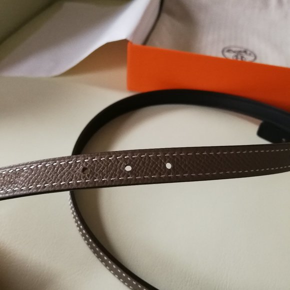 Authentic New Hermes Belt Leather Strap Reversible (no buckle) 70CM étoupe/noir - Picture 6 of 12